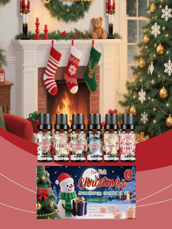 Ein Set mit ätherischen Ölen Aromatherapie-Kits ist geeignet für den Einsatz in Häusern, Arbeitszimmern, Schlafzimmern, Badezimmern und zur Geruchsbeseitigung. Aromatherapie ohne Feuer, Dufttherapie, Lufterfrischer. Weihnachts-Aromatherapie-Set mit ätherischen Ölen.