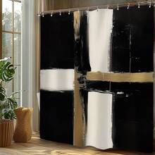 Abstract Modern Shower Curtain Minimalist Neutral Contemporary Black White Brushstroke Art Oil Painting Waterproof Bathroom Curtain With Hooks, Winter Christmas Shower Curtain For Bathroom, Bathroom Shower Curtain Set, Home Shower Curtain, Shower Drape, Shower Curtains For Living Room, Door Curtain, Room Divider Curtains, Long Shower Curtain, Fabric Shower Curtain With Hangers, Curtains For Bedroom, Curtain Gifts For Women, Bath Curtain Gifts For Mom, Christmas Gifts, Bathroom Decor, Room Decor, Home Decor, Christmas Decor - 彩色 - 查看 9