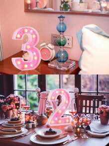 1pc Shiny Pink LED Letter Light, English Alphabet & Number Night Light, Battery Powered, Warm Glow, For Home Decor, Wall Decor, Kitchen Decor, Game Room Decor, Party Decor, Birthday Party, Outdoor Decor, Wedding Decor, Bedroom, Study, Graduation Party, Camping Decor