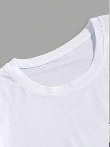 Dark Style Crow Movie Character Pattern Fashion Print T-Shirt ,Women's 220g New Summer Casual Crew Neck Heavy Pure Cotton Short-Sved T-Shirt(1PC) - 白色 - 查看 5