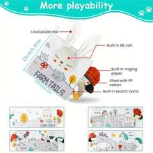 耐用的青少年布书，带 3D 尾巴 - 互动、耐咬、发声，适合早期学习和认知发展 - 完美的青少年礼物，灰色/白色 - 彩色 - 查看 10