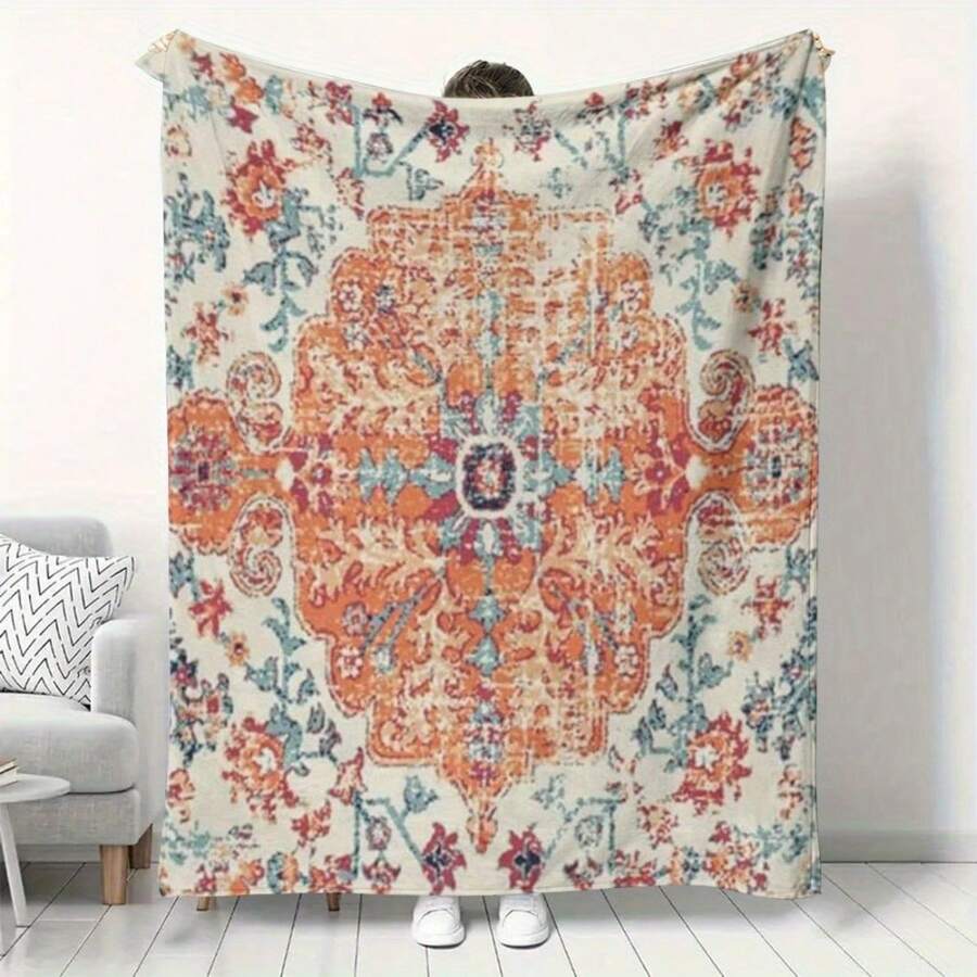 A Comfortable Bohemian Vintage Wildflower Blanket,Super Soft Flannel Printed Blanket,As Birthday Gifts, Family, Wedding, Souvenir Blankets, Polyester Blankets Suitable For All Seasons, Washable, Machine Washable, Lightweight, Breathable, Comfortable, Warm, Unique, 280gsm For Him, Her Personalized Ideal Gifts For Her, Him, Family, Boyfriend, Girlfriend, Father, Family, Mother, Lover, Daughter, Son, Grandfather, Grandmother, Teacher,Doctor, Nurse,Friend, Classmate, Pet.Perfect Nap, Camping, Travel, Home, Daily Life, Office Decoration, Birthday, Anniversary, Valentine's Day, Thanksgiving, Graduation Season,Christmas, Halloween, Mother's Day, Father's Day, Wedding, New Year Gifts ,Sofa,Bed,Car,Bedroom,Living Room,Office, Outdoor Camping, Beach,Wall Decoration - 多色10 - 查看 1