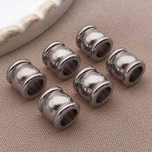 10pcs Flat Round Textured Spacer Beads Stainless Steel Loose Beads Metal Stripe Tube Beads Spacer Beads For DIY Bracelets Necklaces Jewelry Making Findings