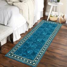 Rug Area Rug Runner Rugs Modern Solid Color Rug Modern Border Rug Contemporary Diamond Border Solid Rugs Living Room Rug Bedroom Rug Accent Rug For Classroom, Blue Green - Multicolor - View 2