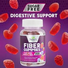 Fiber Gummies Adults, Sugar Daily 4g Gummy Fiber Supplement, Prebiotic Gummy Digestive Support - Plant Based Soluble Chews, Prebiotics Supports Regularity & Digestion - 60 Gummies