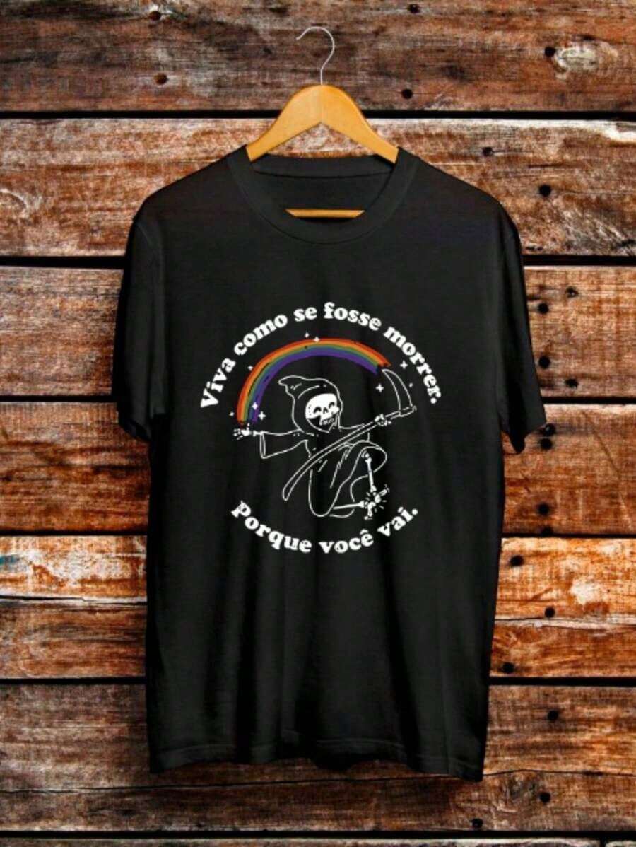Live Like You're Going To Die T-Shirt. Because You Will Meme Humor Shirt Blouse Unisex Men Women 100% Cotton Top Premium Streetwear New Release Various Colors!! Plus Size - 黑色 - 查看 1