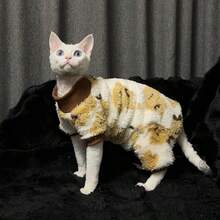 Sphynx Katze Herbst/Winter Kleidung, Dicke warme Fleece bedruckte Pullover für kleine Katzen & Hunde