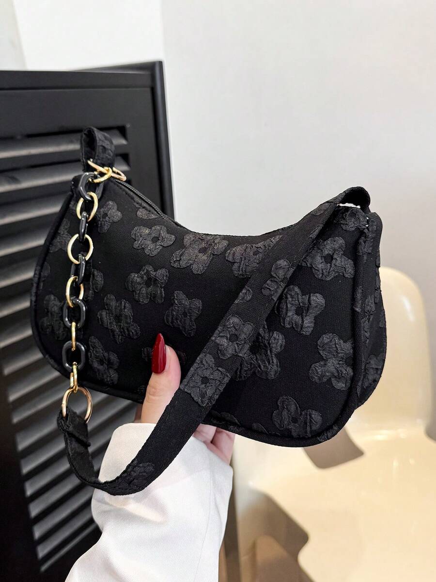 Solid Color Casual Lightweight Luxury Shoulder Bag, Suitable For Women's Daily Commute In Spring And Summer - Black - View 1