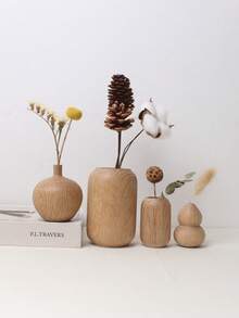 1pc Japanese Minimalist Wooden Flower Vase, Home Living Room Office Desk Decorative Art Vase, Tranquil Surprise, Ramadan Decor, Exquisite Gift, Mini Flower Vase - Multicolor - View 6