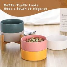 Grey Ceramic Elevated Raised Cat BowlsCat Food Dish With Stand Raised Cat Food Or Water Bowls Anti Vomiting Pet Bowl With Anti Slip Rubber Pad Str Free For Cats And Small Dogs400ML 13.5OZ