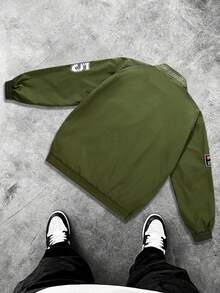 Chaqueta casual de manga larga con estampado de letras para hombre, chaqueta de calle para primavera y otoño, chaqueta de carreras negra de motociclista, chaqueta bomber de diseñador de manga larga para salir, edición de ropa urbana, para regalos a amigos, esposo, novio