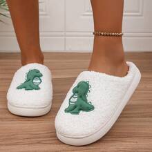 Damen weiche & bequeme thermisch gefütterte Lässig Hausschuhe mit Dinosaurier-Applikation, geeignet für alle Jahreszeiten
