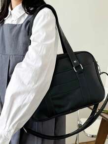 Geantă de umăr drăguță de înaltă calitate, stil universitar