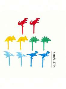 Sanrio 10 件/30 件/50 件卡通随机颜色恐龙形状水果叉套装，可爱动物创意水果签名便当水果叉，甜点叉，派对，生日，节日礼物，送给朋友、同事和家人的完美礼物，圣诞礼物 - 彩色 - 查看 6