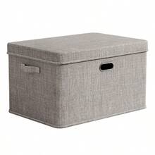 Large Foldable Clothes & Bedding Storage Box - Top-Open Design, Durable Organizer Box, Space-Saving Collapsible Storage Container, Suitable For Closet, Under Bed, Travel - For Storing Clothes, Bedding, Seasonal Decor - With Carry Handle, Suitable For Home Moving, Hotel Use, Neutral Color, Sturdy Side Panels, Suitcase-Style
