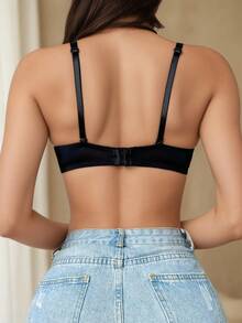 1 Pieces Deep-V Black Bra Women Fashion Solid Color Bra Sexy Push-Up Pull-Up Anti-Sagging