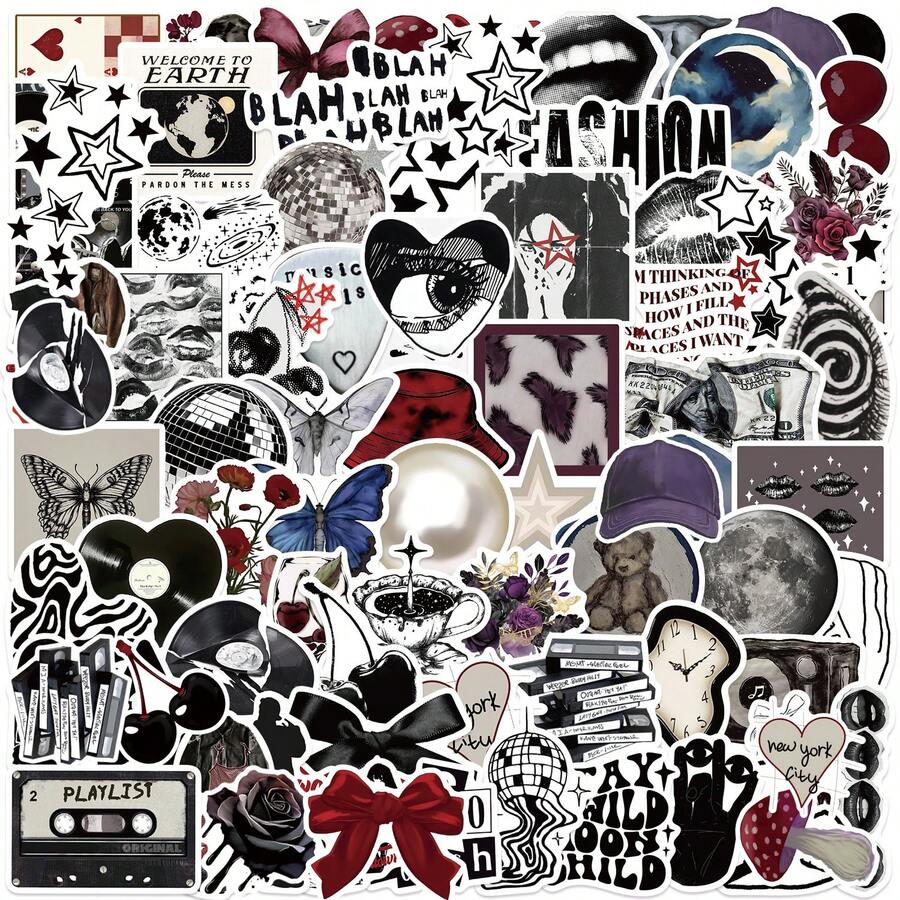 100 Stücke/Packung Downtown Y2K Mädchen Vintage Romantisch Nostalgisch Mysteriös Ästhetisch Kritzeleien Aufkleber, süße Cartoon interessante Anime ästhetische Etiketten Aufkleber für Instrumentendekoration, Scrapbooking, selbstklebende Schreibwaren Karten Umschläge, Geschenke für Teenager, Halloween, Weihnachten, Belohnungen, Motivation - Lindgrün - Übersicht 1