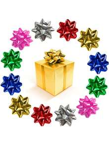 30/50/100/200pcs Valentine's Day Gift Satin Ribbon Bows 1.96 Inch (5cm) New Year Ribbon Bows Gift Wrapping Self-Adhesive Small Gift Bows Assorted Metallic Bow Knots Holiday Gift Box (Random Color) - Multicolor - View 8