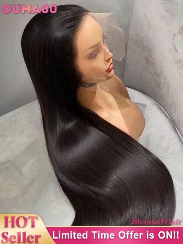 باروكة شعر بشري مخلوط كثافة 200% ، 13x4 أمامية مستقيمة مع دانتيل أمامي واضح ، مسبقة التشذيب مع شعر طفل ، لون طبيعي ، شعر برازيلي عذراء مخلوط ، للنساء ، بدون غراء ، متعددة الأحجام ، مناسبة للاستخدام اليومي