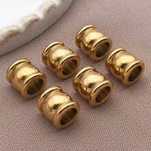 10pcs Flat Round Textured Spacer Beads Stainless Steel Loose Beads Metal Stripe Tube Beads Spacer Beads For DIY Bracelets Necklaces Jewelry Making Findings