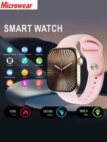 Microwear Ceasuri inteligente, ceas sport inteligent pentru femei cu ecran tactil de înaltă definiție, moduri sportive multiple, memento-uri, muzică, afișaj meteo, urmărire activitate, contor de pași și calorii, contor de pași, compatibil cu iPhone și Android