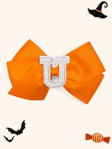 1个5英寸26颗A-Z珍珠字母个性化发夹，适合女孩，可作马尾辫发圈，适用于节日派对、毕业典礼、开学第一天、课堂等场合。 - 橘色 - 查看 34