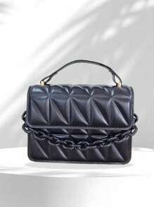 2024 New Fashion Shoulder Diagonal Package, Simple Diamond Grid Popular Handbag With Detachable Strap - Black - View 2