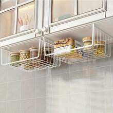 Estantería de almacenamiento de armario sin taladro, estantería móvil de especias de cocina, cesta organizadora de escritorio