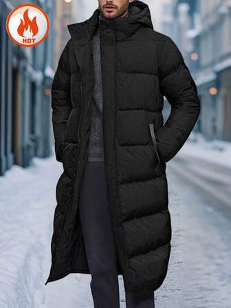Abrigo acolchado para hombres, abrigo con capucha forrado térmicamente para uso diario y actividades al aire libre, otoño/invierno