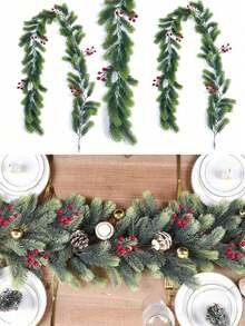 1pc Christmas Artificial Plant Garland Vines, Home Decor Luxury Fake Pine Vine Hanging Ornaments Living Room Indoor, Scene Decoration, Holiday Decoration, Room Decoration, Home Decoration, Office Decoration, Theme Party Decoration, Christmas Decoration, Table Centerpiece - Multicolor - View 3