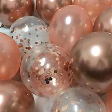 60 Pcs 12 Inch  Blue And Silver Balloons Light Blue White Latex Balloons With Chrome Metallic Silver Party Balloons For   Shower Bridal Baptism Winter Birthday Party Decorations-853880 - 玫瑰金色 - 查看 6