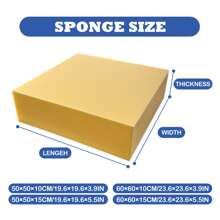 1 pieza de cojín de espuma de alta densidad y grosor, cojín de sofá, cojín de silla, espuma de reemplazo, espuma tapizada de alta resistencia, cojín de ventana, respaldo, cojín de mueble, cojín de silla de ruedas, proyecto DIY, cuadrado, resistente a las manchas amarillas