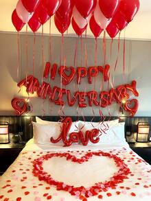 1/19 件红色周年纪念心形气球套装、红色链接爱心气球、周年纪念快乐装饰、周年纪念快乐横幅、周年纪念快乐气球、情人节装饰、1 周年、20 周年、30 周年、40 周年、50 周年、60 周年派对浪漫婚礼庆祝背景 - 紅色 - 查看 4