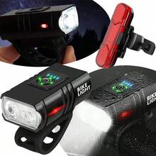 NetHong New Mountain Bike Lights USB Rechargeable Bicycle LED Torch Front Rear Lamp Set UK - Black - View 2