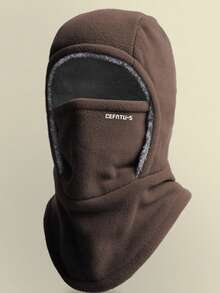 Unisex Pullover Hat With Face Mask, Outdoor Windproof Warm Thermal Lined Neck Cover, Solid Color, Autumn/Winter - A - View 5