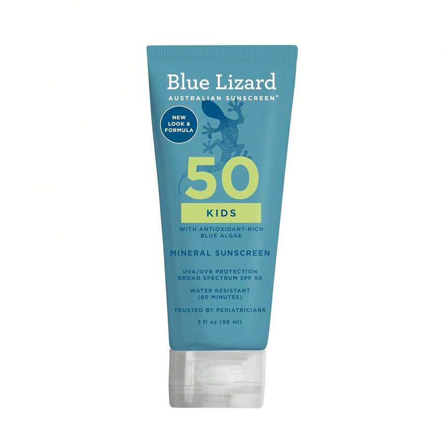 Blue Lizard Kids Mineral SPF 50 Sunscreen Lotion, 100% Mineral, Children\U2019s Sunscreen, Water-Resistant Formula, Paraben-Free, Fragrance-Free, 3 Fl Oz - 黑色 - 查看 1