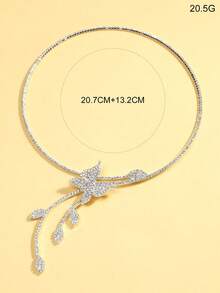 1 件可调节锆石花朵颈链配饰女士 - XL2763銀色 - 查看 5