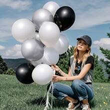 147 件黑银白气球花环拱门套件，非常适合生日、婚礼、派对、背景装饰、家居装饰、圣诞节