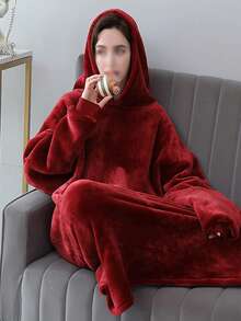 1 Stück tragbare Decken-Kapuze für Frauen und Männer, überlange Kapuzen-Decken-Sweatshirts, dick und warm tragbare Kapuzen-Sweatshirt-Decke, kuschelig und warm Fleece-Decke mit Ärmeln und großer Tasche für Erwachsene und Kinder, kuschelige Kapuzen-Decke als Geschenk für drinnen & Outdoor, tolles Geschenk für Freunde, Familie zu Weihnachten