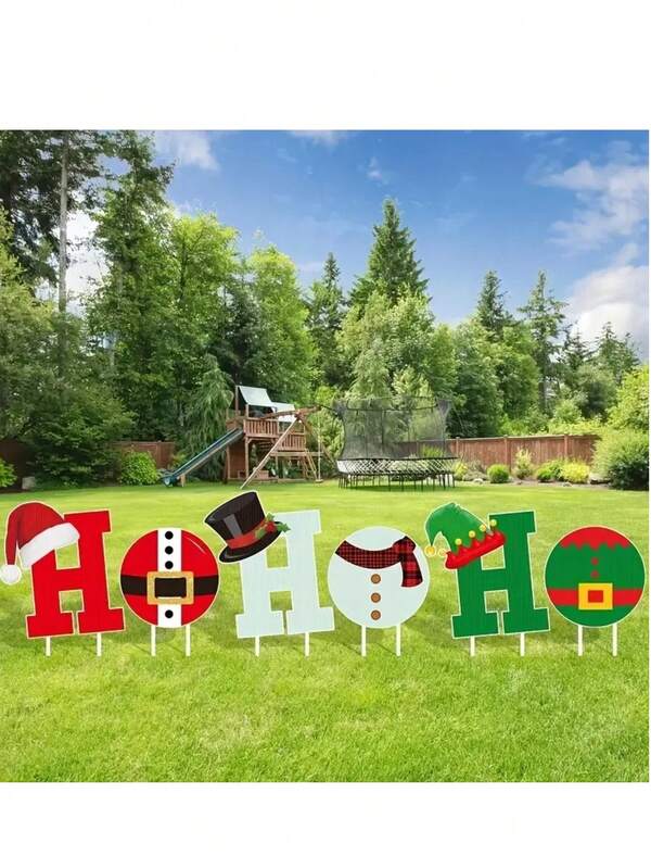 1 Set Christmas Holiday Yard Sign With Stakes, Outdoor Lawn Decor Acrylic Christmas Letter Yard Stakes, Colorful Santa Hat Yard Signs, Scene Decor, Holiday Decor, Room Decor, Home Decor, Christmas Decoration, With Clear Stakes, No Power Required