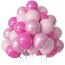60 Pcs 12 Inch  Blue And Silver Balloons Light Blue White Latex Balloons With Chrome Metallic Silver Party Balloons For   Shower Bridal Baptism Winter Birthday Party Decorations-853880 - 玫瑰紅色 - 查看 1