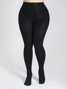 半双装女士时尚黑色不透明紧身连裤袜，高弹力，裆部柔软舒适 - 黑色 - 查看 10