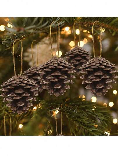 10/20 件圣诞松果装饰，白色迷你松果带绳吊坠圣诞饰品天然松果礼品标签圣诞树派对，圣诞树装饰吊坠，圣诞装饰