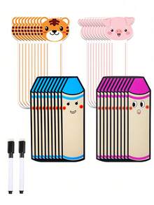 hoojojo 10 Peças de Cartões com Formato de Lápis, Cartões Apagáveis DIY, 4 Cores, Cartões da Sorte, Cartões Surpresa, Cartões com Escrita de Lápis, Jogos de Aprendizagem, Adereços Interativos para Sala de Aula, Adequados para Salas de Aula, Famílias, Papelaria, Materiais Didáticos