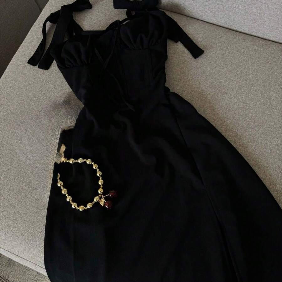 Women Midi Dresses - Black - View 1