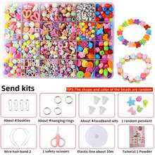 1 Set Kit para hacer pulseras de cuentas de colores, kit de joyería de collar encantador con cuentas con formas de concha, corazón, flor y mariposa, 24 compartimentos, juguetes de manualidades para niños para la corrección de la ambliopía, regalo de Navidad/Año Nuevo/Cumpleaños - Multicolor - Ver 14