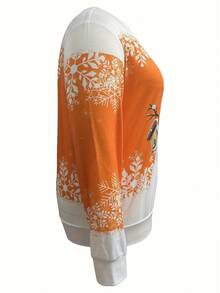 بلوزة رياضية بياقة طاقم وأكمام طويلة مطبوعة بتصميم رجل الثلج للمرأة ذات المقاسات الكبيرة، وصول جديد لعيد الميلاد