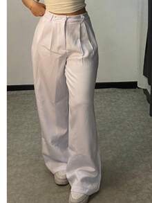 Wide Leg Tailored Pantolon Pants - trắng - Xem 1