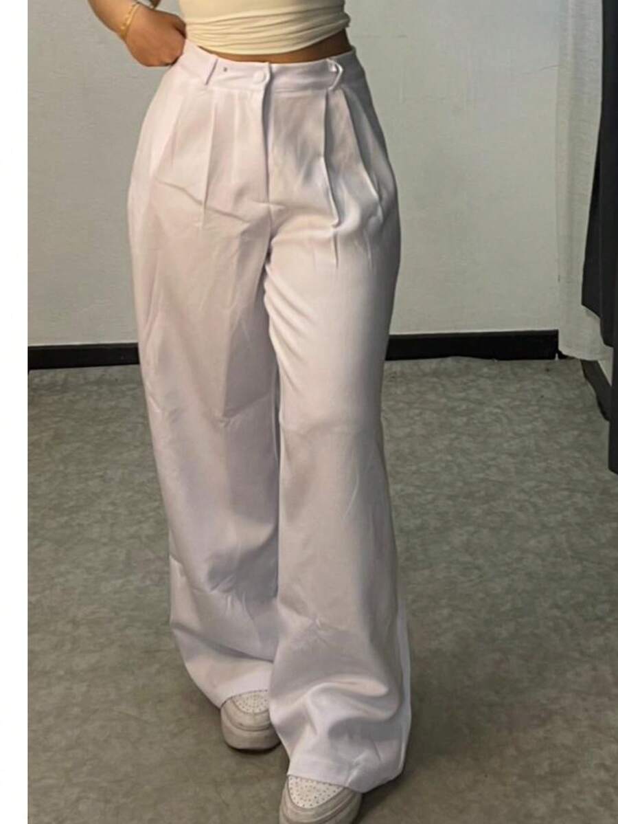 Wide Leg Tailored Pantolon Pants - trắng - Xem 1