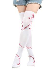 1/2 Set Sally Costume Women Arm Sleeves And Thigh High Boots - Light Blue Stitched Scar Sleeves, Suitable For Cosplay, Christmas Party, Holiday Jumpsuit And Accessories - Multicolor - View 6